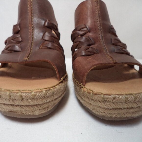 Born Pinal brown Leather wedge espadrille platform sandals slides Size Sz 40.5 9 - Picture 3 of 11